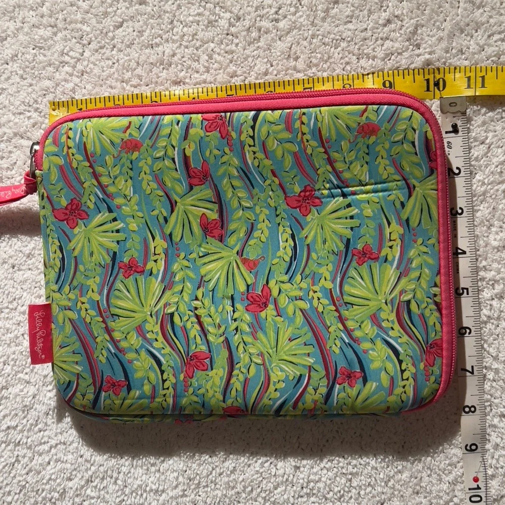 Lilly Pulitzer‎ Tablet Case Padded Zip Floral Pink Green Print Tech Sleeve 11 In